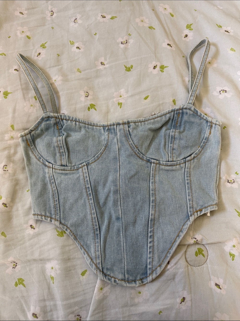 Pretty Little Thing light denim corset